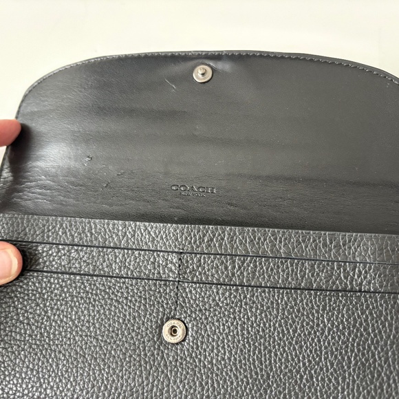 COACH SOFT BLACK WALLET BAG  WITH SNAKE EMBOSSED LEATHER TRIM (F57592) - Picture 12 of 13